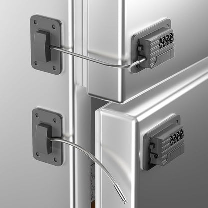 Refrigerator Lock, Heavy Duty Fridge Locks for Kids, Freezer Lock with Combination for Refrigerator Drawer Cabinet Safety, Easy to Install No Keys Needed Grey, 2 Packs