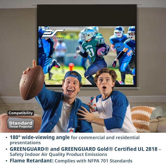 Elite Screens Evanesce 126" Diag.16:9, Recessed in-Ceiling Electric Motorized Projector Screen and Installation Kit, Matte White Fiberglass Reinforced Projection Surface, IHOME126HW3-E20