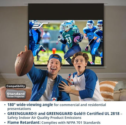 Elite Screens Evanesce 126" Diag.16:9, Recessed in-Ceiling Electric Motorized Projector Screen and Installation Kit, Matte White Fiberglass Reinforced Projection Surface, IHOME126HW3-E20