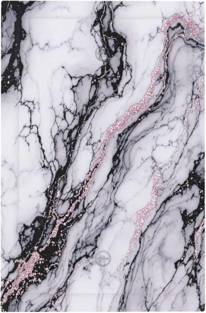 Light Switch Cover Plate White Marble Pattern Black Lines Pink Lines 1 Gang No Device Blank Electrical Wall Plates Faceplate Decorative Switch Plate for living Room Office Decor