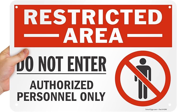 SmartSign 12 x 18 inch “Restricted Area - Do Not Enter, Authorized Personnel Only” Metal Sign with Symbol, 63 mil Laminated Rustproof Aluminum, Red, White and Black, Made in USA