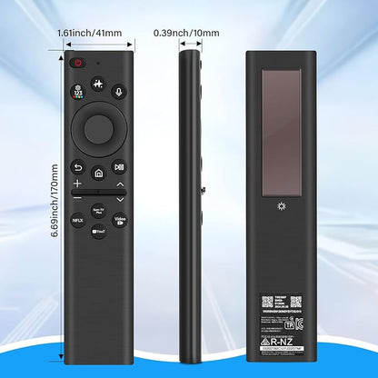 AI Solar Voice Remote Compatible with Samsung Smart TVs 2018–2025, Bluetooth Rechargeable Remote with Solar Charging, USB-C Port, Smart Assistant Control & App Shortcut Buttons