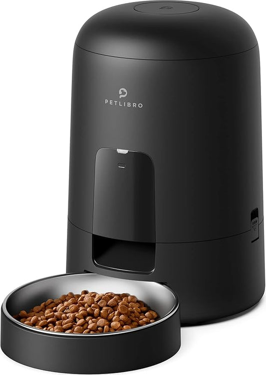 PETLIBRO Automatic Cat Feeder, Battery-Operated Automatic Cat Food Dispenser with 180-Day Life, AIR Cordless Timed Pet Feeder for Cats & Dogs, 2L Auto Cats Feeder, Black