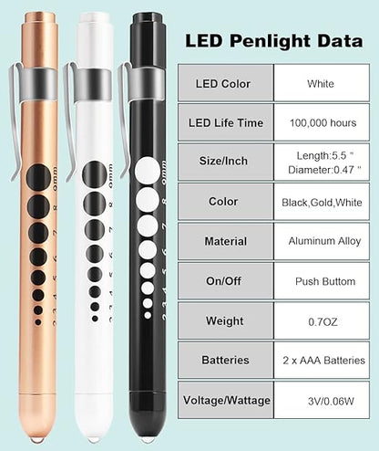 MEUUT 3 Pack Pen Lights for Nurses with 6 Batteries – Medical Penlights Nurse Accessories for Work, Perfect Nursing Student Essentials Medical Supplies for Nurses Doctors EMT Trauma
