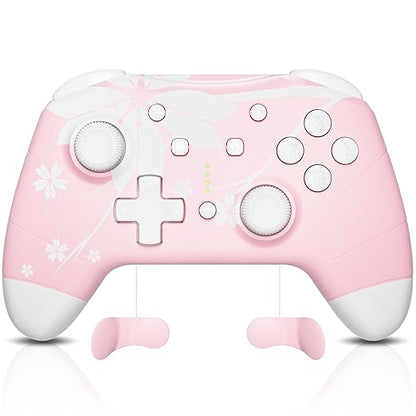 Mytrix Wireless Controller for Windows PC iOS Android Steam Deck, Bluetooth Controller with Programmable Buttons, Turbo & Vibration - Pink