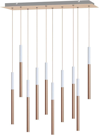 ALTAIR 10 Mini Pendant Lighting White-Copper - LED Hanging Light Fixture for Kitchen Island, Bar, Foyer - Cluster Pendants - Dimmable, Adjustable Wire, Lamp Bulb Included