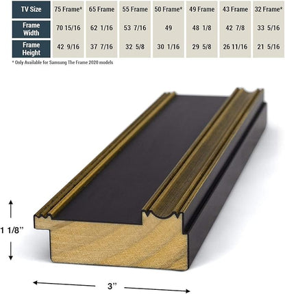 Antique Gold & Black 3" Color Chip Premiere Deco TV Frame (32",43",50",55",65",75",85") Compatible ONLY with Samsung The Frame and Pro TVs (Fits 2021-2025, LS03A,LS03B,LS03C,LS03D,LS03FA,LS03FW)