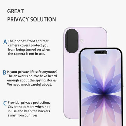 Privacy Lens Cover Compatible for iPhone 17 with Front Camera Cover,Protect Privacy and Security But Not Affect Facial Recognition（2Pack） Black