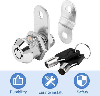 Cam Lock RV Storage Locks Keyed Alike, 5/8" Fits on 3/8" Max Door Thickness, RV Locks for Compartment Door, Camper, Trailer, Cabinet Locks with Keys (5/8 Inch 2Pack)