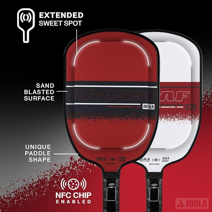 JOOLA Agassi/GRAF Champion Set with Pickleball Paddles, Balls & Sling Bag - Sandblasted Pickleball Racket - Agassi Shape with Extended Sweet Spot - UPA-A Certified - USAP Approved - NFC Chip Enabled