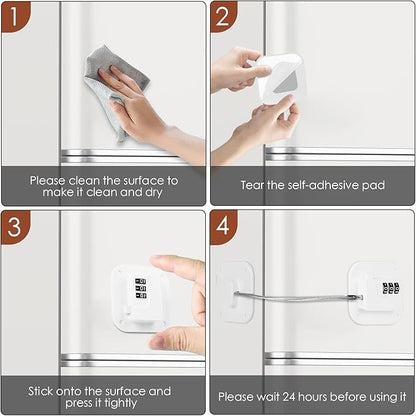 Refrigerator Lock, Combination Lock for Refrigerator Cabinets, Drawers, Heavy Duty Fridge Lock, Easy Install No Keys Needed (White-2Pack)