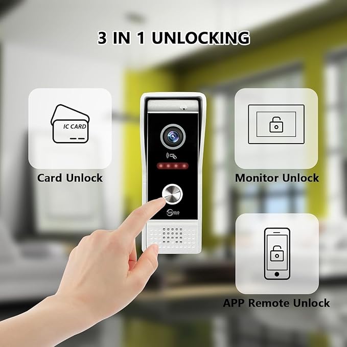 WiFi Video Intercom System Doorbell with Camera,1080P Touch Screen Monitor,Ring Doorbell Camera,Support Night Vision Remote Unlock Dual-Way Intercom for Home Security System (1 BELL+ 2 MONITOR)