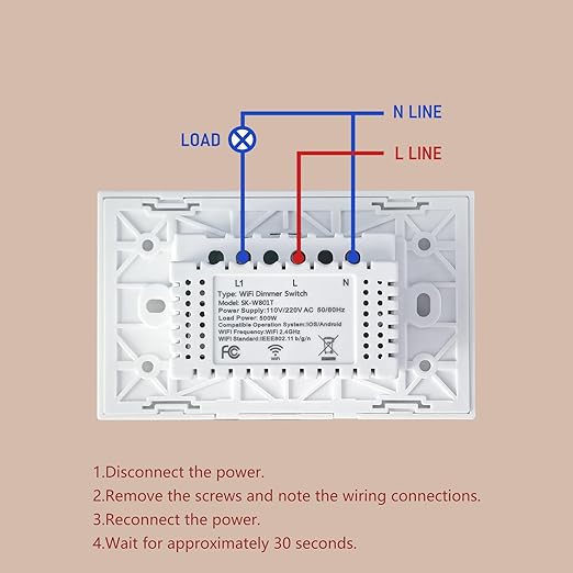 Smart Dimmer Switch Neutral Wire Required, 2.4GHz WiFi Dimmer Light Switch with Remote Voice Control, Tempered Glass Panel, Compatible with Alexa and Google Home, White WiFi Dimmer