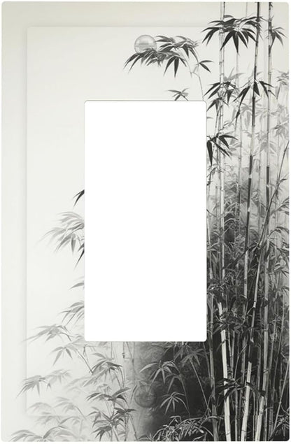 Outlet Covers Watercolor Vintage Ink Bamboo Forest 1 Gang Wall Plates Single Rocker Light Switch Covers Decorative Switch Plates Electrical GFCI Panel Covers for Home Office Decor 5 X 3 IN