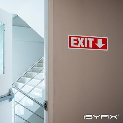 iSYFIX Exit Signs 6 Pack 12x4 Inch with Directional Down Arrows - Rust Free Aluminum, Laminated for UV, Weather, Scratch Resistance - Ideal for Offices, Schools, Theaters, Restaurants