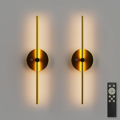 ZAGO Battery Operated Wall Sconce: 24-inch Wireless LED Wall Sconces Set of Two with Remote Control, Dimmable Modern Linear Light for Living Room, Bedroom, Hallway Indoor Lighting Decoration