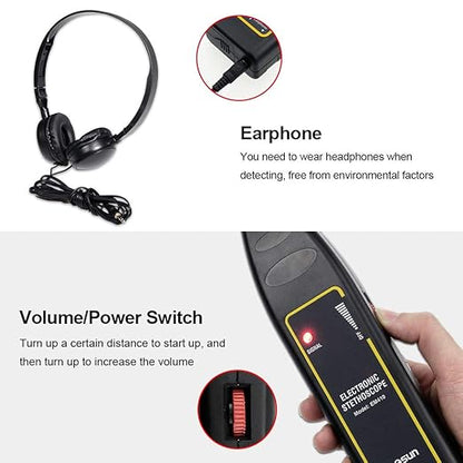 allsun Pro Ultrasonic Leak Detector & Industrial Stethoscope,High Sensitivity Machine Diagnostic Tool for Engine Noise, Bearing, Valve, Pump, Pipe Flow,Mechanic Tool Kit(Includes Long/Short Probe & Carry Bag)