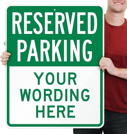 SmartSign 30 x 24 inch Custom “Reserved Parking” Metal Sign - Add Text, 80 mil Laminated Rustproof Aluminum, Green and White, Made in USA