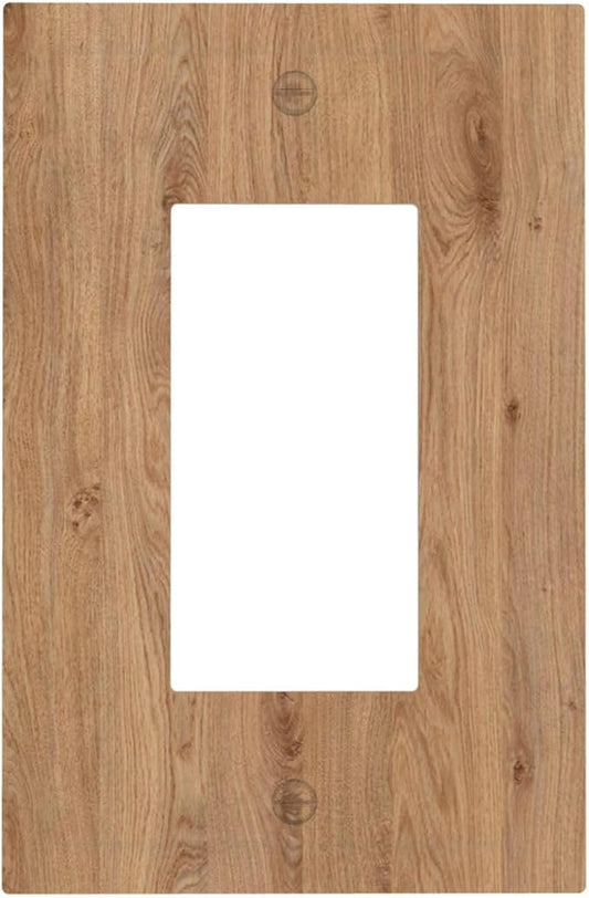 Decorative Outlet Covers Vintage Rustic Wood Color Brown Wood Grain 1 Gang Single Rocker Light Switch Cover Plate Wall Plates GFCI Faceplate for Farmhouse Cabin Decor