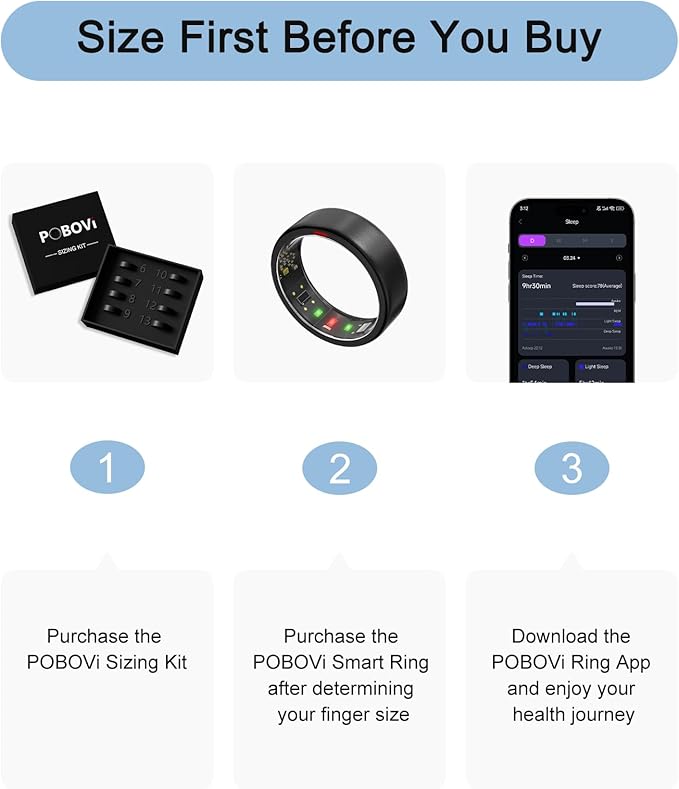 Ring OnePlus - Ultra-Thin Titanium Smart Ring - 7 Days Battery Life - Fitness/SPO₂/Stress/HR/Sleep Skin Temperature Tracker - No App Fee - iOS&Android Compatible (Black,Size 10)