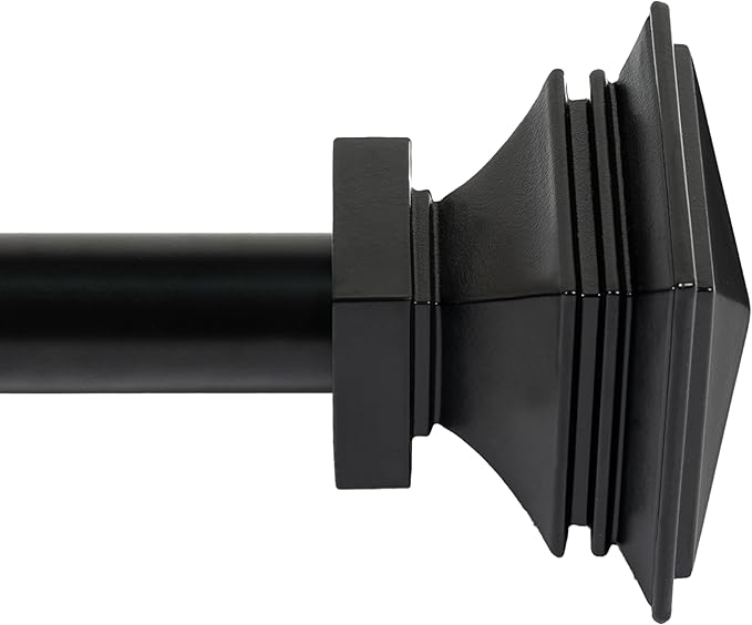 Deco Window Adjustable Curtain Rod for Windows 44 to 120 Inch (Pack of 1) Extendable Heavy Duty 1 Inch Iron Drapery Pole with Finials Wall Mounted French Door Curtain Rods (Black)
