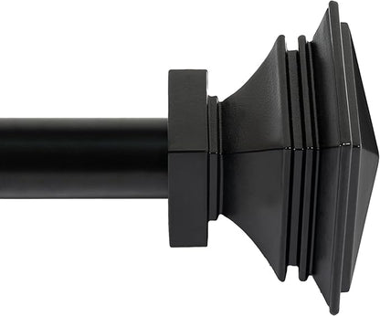 Deco Window Adjustable Curtain Rod for Windows 44 to 120 Inch (Pack of 1) Extendable Heavy Duty 1 Inch Iron Drapery Pole with Finials Wall Mounted French Door Curtain Rods (Black)