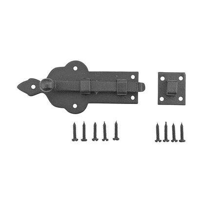 Renovators Supply Manufacturing Slide Bolt Latch 3 3/4 in. Black Wrought Iron Ball Tip Style Slide Bolt with Mounting Hardware Pack of 2