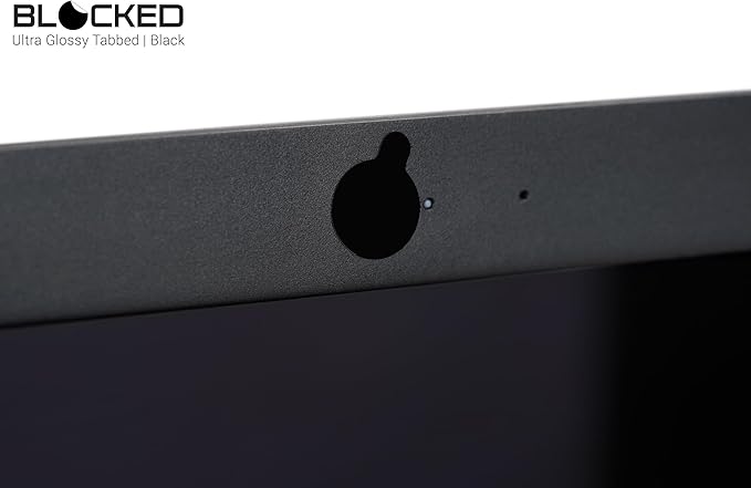 BLOCKED Stackable Webcam/Camera Vinyl Covers | 57 TabbedLow-Tack Restickable Webcam Sticker | Multiple Sizes | Black 57-Pack Tabbed (Ultra Glossy)