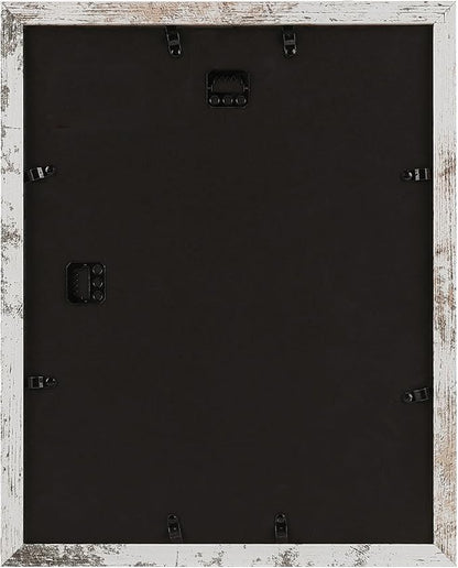 Golden State Art, 11x14 Picture Frame with Mat for 8x10 - High Definition Glass Wall Mounting Horizontal Vertical Display (Weathered White, 2 Pack)