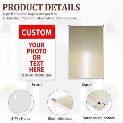 Bulk Custom Signs Outdoor Metal Sign Personalized Signs for Business, Office, Home, Road Signs, Garden Signs, Parking Signs, Decorative Signs, 12''x18''