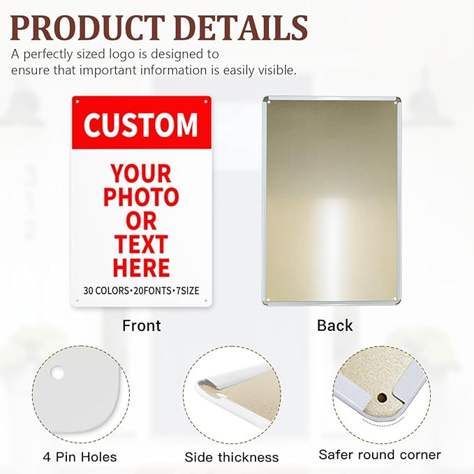 Bulk Custom Signs Outdoor Metal Sign Personalized Signs for Business, Office, Home, Road Signs, Garden Signs, Parking Signs, Decorative Signs, 12''x16''