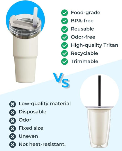 PureSip Adapt Stanley Bottle Straw, Reusable Straws with Filter, Stanley Straw Replacement 40 oz, 30 oz, Plastic Straws for WATERH Vita Bottle, Simple Modern, Hydro Flask (3 Filter + 5 Straws)