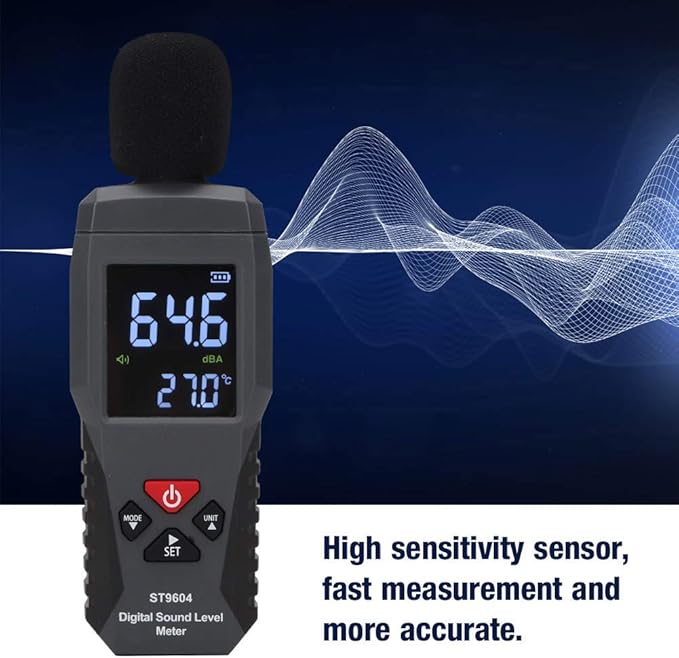 Smart Sensor Sound Level Meter Logger 30-130dB Noise Measurement Digital Audio Level Meter for Factories, Offices, Homes, Construction Sites Precise