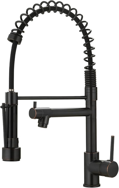 Oil Rubbed Bronze Kitchen Faucet,AIMADI Commercial Style Spring Kitchen Sink Faucet,Modern Single Handle Single Hole Kitchen Faucets with Pull Down Sprayer