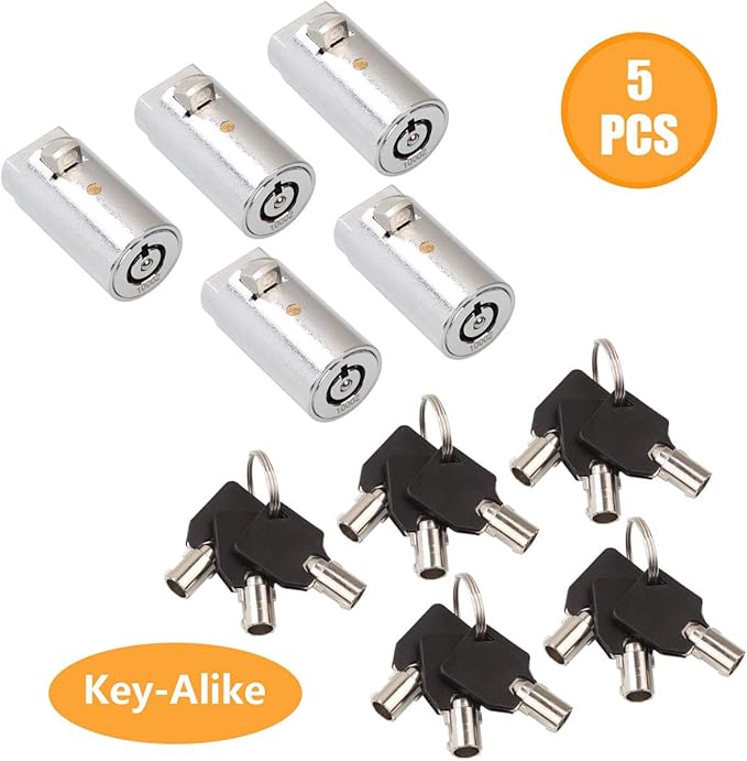 Candy Machine Key, High Security Vending Machine Lock and Key (Keyed Alike), 5-Pack Soda Machinee Locks Pick Tubular Lock Pick for Coke Machine, Pepsi Machine, Snack Machine