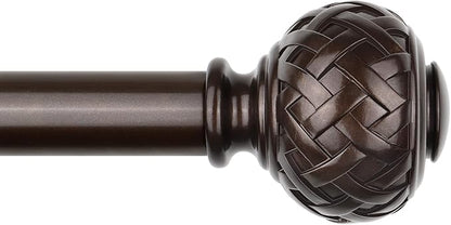 TONIAL Bronze Curtain Rod 32 to 86 Inches, 7/8 Adjustable Curtain Rods for Windows 20 to 82 Inches, Splicing Drapery Rods Heavy duty with Netted Texture Finials