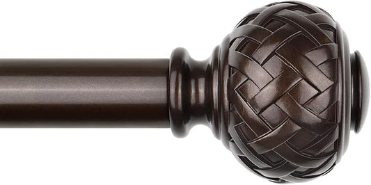 TONIAL Bronze Curtain Rod 32 to 86 Inches, 7/8 Adjustable Curtain Rods for Windows 20 to 82 Inches, Splicing Drapery Rods Heavy duty with Netted Texture Finials