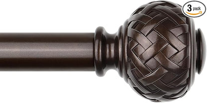 TONIAL Bronze Curtain Rod 32 to 120 Inches, 7/8 Adjustable Curtain Rods for Windows 20 to 116 Inches, Splicing Drapery Rods Heavy duty with Netted Texture Finials