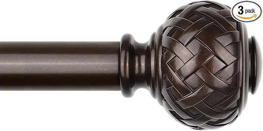 TONIAL Bronze Curtain Rod 32 to 120 Inches, 7/8 Adjustable Curtain Rods for Windows 20 to 116 Inches, Splicing Drapery Rods Heavy duty with Netted Texture Finials
