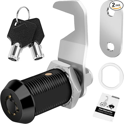 Black Toolbox Lock with Keys - Cabinet Locks Keyed Alike, Hook Cam, Tubular Lock, Tool Box Lock with Manual (1-1/8 Inch 1 Pack-Black)