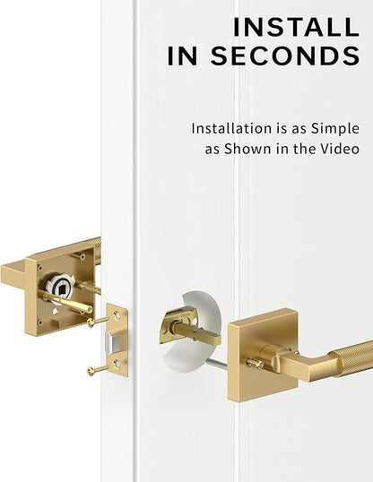 Asidrama 4 Pack Champagne Bronze Passage Door Handles, Door Lever with Door Knobs Indoor for Bedroom or Bathroom, Heavy Duty Door Handles Interior with Locks for Left Right Sided Doors