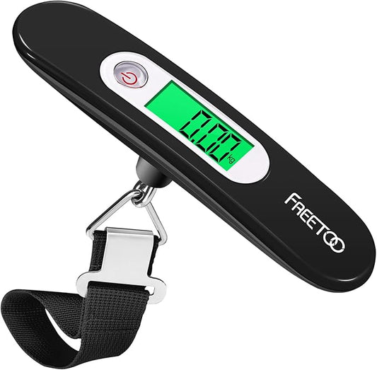 FREETOO Luggage Scale Portable Digital Hanging Scale for Travel, Suitcase Weight Scale with Superior Piano Lacquer 110 Lb/ 50Kg Capacity, Battery Included
