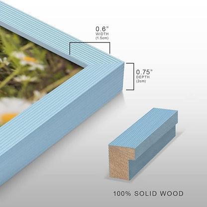 Renditions Gallery 11X14 Custom Photo Prints with Real Wood Picture Frames. Create Personalized Photos with Peel & Stick Photo Frames. Single, Blue Frame
