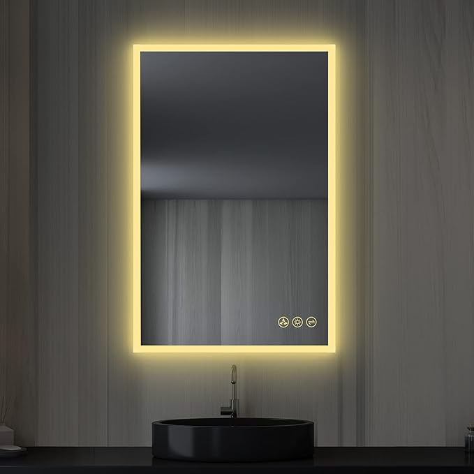 24x36 LED Mirror for Bathroom | Backlit LED Vanity Mirror with Anti-Fog, Stepless Dimmable, 3 Color Temperature | Wall Mounted Lighted Bathroom Mirror | Smart Vanity Makeup Mirror with Lights