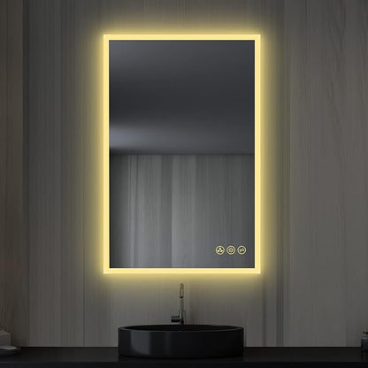 24x36 LED Mirror for Bathroom | Backlit LED Vanity Mirror with Anti-Fog, Stepless Dimmable, 3 Color Temperature | Wall Mounted Lighted Bathroom Mirror | Smart Vanity Makeup Mirror with Lights
