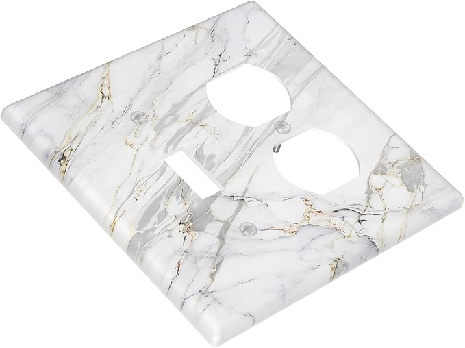 Outlet Covers Gray Gold Marble Abstract Modern Luxury 1 Toggle 1 Duplex Switch Plate Covers Electrical Light Switch Cover Plate Decorative Wall Plate Socket Cover for Bedroom Home Decor