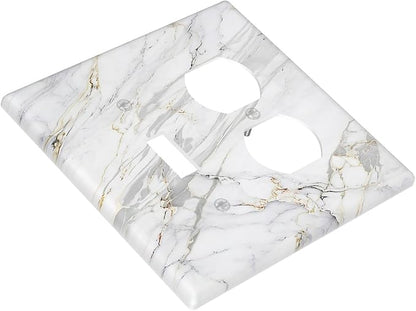 Outlet Covers Gray Gold Marble Abstract Modern Luxury 1 Toggle 1 Duplex Switch Plate Covers Electrical Light Switch Cover Plate Decorative Wall Plate Socket Cover for Bedroom Home Decor