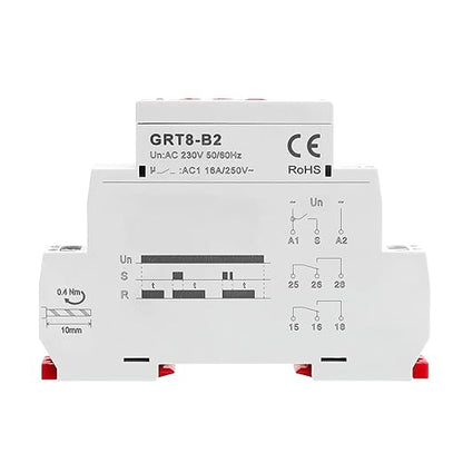 GEYA Delay Off Single Function Time Relay 2 Outputs 16A Electronic Power Off Timer Delay Relay(GRT8-B2,AC230V)