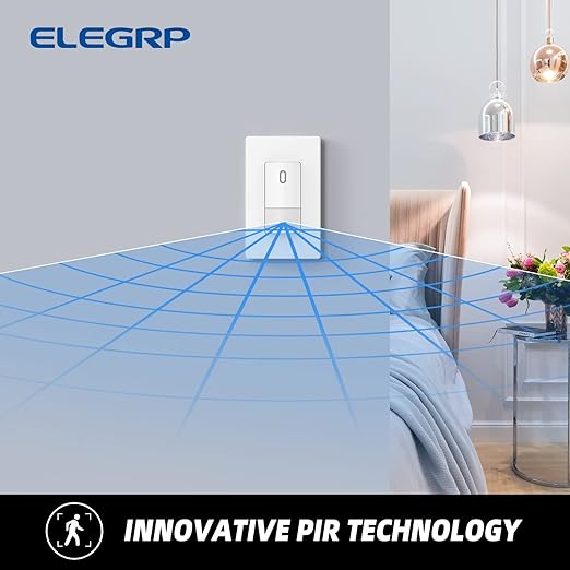 ELEGRP Matte White Single Pole Occupancy Motion Sensor Light Switch, Need Neutral Wire, 120° Sensor Coverage PIR Infrared Motion Activated, for CFL/LED/MLV/INC/HAL/Fan, UL, 6 Pack
