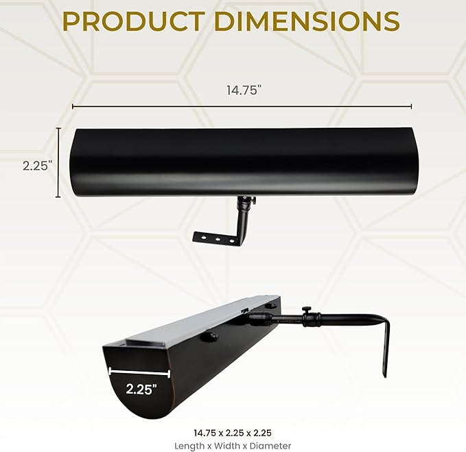 Royal Designs, Inc. Cordless Remote Control LED Picture Light, Dimmable with Timer Function, Black, 14.75 Inches, 2 Pack